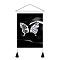 Butterfly Pattern Polyester Wall Hanging Tapestry, for Bedroom Living Room Decoration, Rectangle, Black, 500x350mm