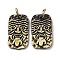 Tibetan Style Brass Pendants, Cadmium Free & Lead Free, Rectangle with Human Face, Antique Bronze, 20x11x1.5mm, Hole: 4mm