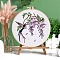 DIY Flower Pattern Embroidery Kits, Including Embroidery Cloth & Thread, Needle, Embroidery Hoop, Instruction Sheet, Purple, 200mm