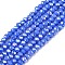 Electroplate Glass Beads Strands, Opaque Solid Color, AB Color Plated, Faceted, Rondelle, Royal Blue, 2.9~3.3x2mm, Hole: 0.8mm, about 148~150pcs/strand, 39.5~40cm