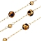 Handmade Crystal Beads Chains, for Necklaces Bracelets Making, with 304 Stainless Steel Chains, Soldered, with Spool, Real 18K Gold Plated, 4~4.5x4~4.5x4mm, bead: 3mm in diameter, links: 2x1.5x0.2mm & 2.5x1x0.2mm, interval: 32mm, about 32.81 Feet(10m)/Roll