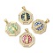 Brass Micro Pave Cubic Zirconia Pendants, with Enamel & Shell, Long-Lasting Plated, Lead Free & Cadmium Free, Real 18K Gold Plated, Octagon with Virgin Mary, Mixed Color, 22.5x20x4mm, Hole: 5x3.5mm