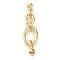 Brass Micro Pave Clear Cubic Zirconia Fold Over Clasps, Real 18K Gold Plated, 61mm