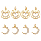 BENECREAT 8Pcs 2 Style Rack Plating Brass Micro Pave Cubic Zirconia Pendants, Moon & Eye Charms, Long-Lasting Plated, Cadmium Free & Lead Free, with Jump Ring, Real 18K Gold Plated, 16~20.5x12.5~17.5x2mm, Hole: 3mm, 4pcs/style