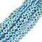 Handmade Evil Eye Lampwork Flat Round Bead Strands, Light Sky Blue, 8x3.2mm, Hole: 1mm, about 49pcs/strand, 14.56 inch