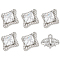 6Pcs 1-Hole Brass with Cubic Zirconia Shank Buttons, Rhombus, Platinum, 1.4x1.4x0.95cm, Hole: 1.4mm