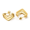 Ion Plating(IP) 304 Stainless Steel Triple Layer Rectangle Stud Earrings EJEW-A089-01G-2