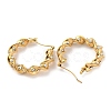 Ion Plating(IP) 304 Stainless Steel Twist Round Hoop Earrings with Rhinestones for Women EJEW-A104-20G-2
