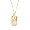 Brass Micro Pave Cubic Zirconia Rectangle with Constellation Pendant Necklaces PW-WG95654-03-1