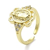 Brass with Cubic Zirconia Open Cuff Ring RJEW-B051-55G-1