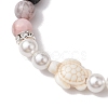 8mm Round Gemstone & Shell Pearl Beaded Stretch Bracelets BJEW-JB10317-4