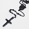 Men's Rosary Bead Necklace with Crucifix Cross NJEW-I011-4mm-04-2