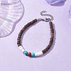 Summer Beach Round Natural Red Jasper & Synthetic Turquoise & White Shell & Coconut Beaded Bracelets BJEW-JB10813-2