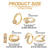 PandaHall Jewelry 3 Pairs 3 Style Round & Lightning Bolt & Square Cubic Zirconia Huggie Hoop Earrings EJEW-PJ0001-03-8