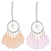 CRASPIRE 2Pcs 2 Colors Woven Net/Web with Feather Pendant Decorations AJEW-CP0005-26-1