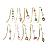 10Pcs 10 Styles Christmas Theme Alloy Enamel Pendant Bookmarks AJEW-JK00339-1