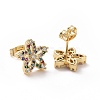 Colorful Cubic Zirconia Star Stud Earrings EJEW-I280-01G-2