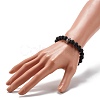 Natural Lava Rock Round Beads Stretch Bracelet BJEW-JB06832-4