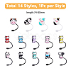 DICOSMETIC 14Pcs 14 Style Cow Theme Silicone Straw Cap AJEW-DC0001-46-2