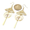 Brass Butterfly & Moon Dangle Earrings EJEW-TA00365-3