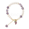 4Pcs 4 Style Grape & Apple & Peach & Starfish Alloy Enamel Charm Bracelets Set BJEW-TA00287-3