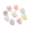 UV Plating Transparent Crackle Acrylic Beads MACR-K351-04-1