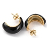 Ion Plating(IP) 304 Stainless Steel Arch Stud Earrings with Enamel for Women EJEW-A104-27G-02-2