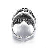 Gothic Punk Skull Alloy Open Cuff Ring for Men Women RJEW-T009-62AS-3
