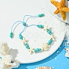 Turtle & Starfish Dyed Synthetic Turquoise Slider Bracelets BJEW-JB10279-01-4