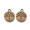 Flat Round with Tree Tibetan Style Alloy Pendants X-TIBEP-R338-10AB-NR-2