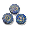 Natural Lapis Lazuli Flat Round with Chakra Sign Figurines Display Decorations DJEW-K025-01D-1