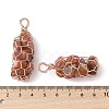 Rack Plating Copper Wire Wrapped Natural Red Agate Chip Big Pendants G-C130-01RG-11-3