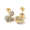 Colorful Cubic Zirconia Heart Dangle Earrings EJEW-P224-02G-2