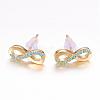 Brass Micro Pave Cubic Zirconia Stud Crawler Earrings EJEW-P119-14G-1