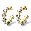 Ion Plating(IP) Golden 304 Stainless Steel Rhombus Stud Earrings with Glass EJEW-C071-07G-01-1