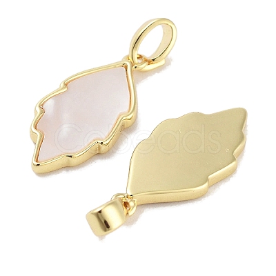 Brass Pave Natural Shell Pendants KK-C051-16G-1