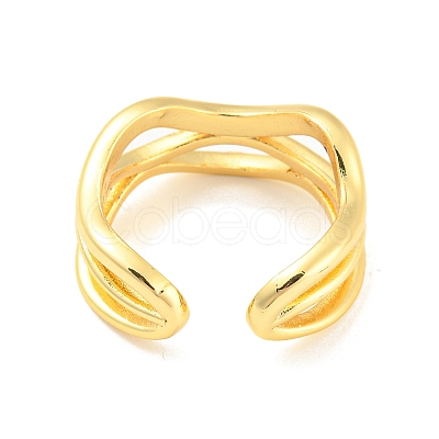 Hollow Wave Brass Open Cuff Rings RJEW-Q781-14G-1