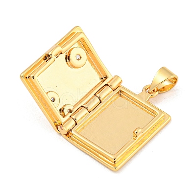 Rack Plating Brass Micro Pave Cubic Zirconia Locket Pendants KK-Z048-04G-1