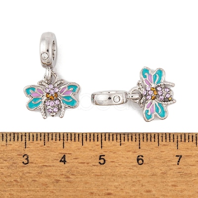 Rack Plating Alloy Rhinestone European Dangle Charms FIND-C055-21P-1