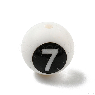 Round with Black Number 7 Silicone Beads SIL-R013-01H-1