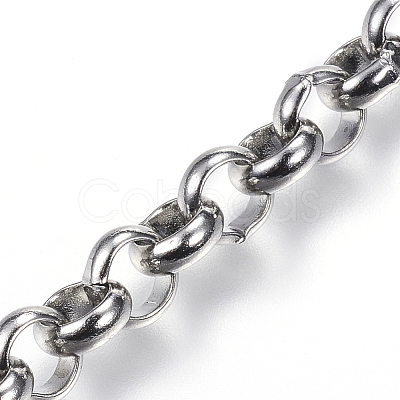 Non-Tarnish 3.28 Feet 304 Stainless Steel Rolo Chains X-STAS-G097-02P-1