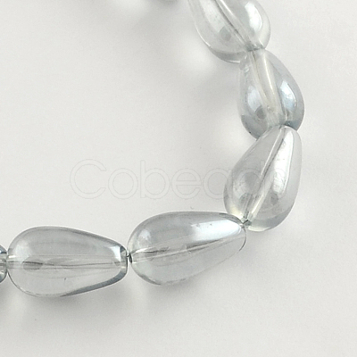 Electroplate Transparent Glass Teardrop Bead Strands EGLA-Q047-8x13mm-05D-1