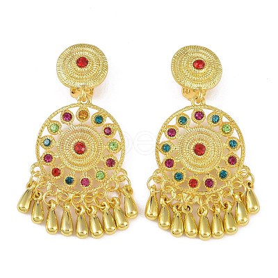 Bohemia Zinc Alloy Rhinestone Clip-on Earrings EJEW-C089-02A-G-1