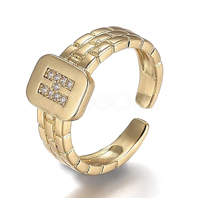 Brass Micro Pave Clear Cubic Zirconia Cuff Rings RJEW-H538-02G-H-1