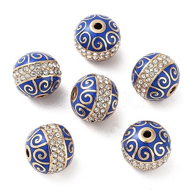 Golden Plated Alloy Rhinestone Beads FIND-E046-09G-01-1