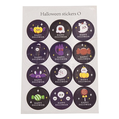 Halloween Theme Plastic Stickers STIC-C009-01J-1