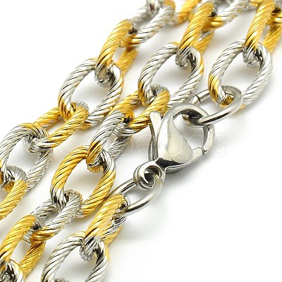 Fashionable 304 Stainless Steel Twisted Grain Cable Chain Necklaces STAS-A028-N077C-1