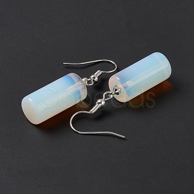 Gemstone Cylindrical Dangle Earrings EJEW-D188-01P-1