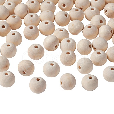 Natural Unfinished Wood Beads WOOD-S651-12mm-LF-1