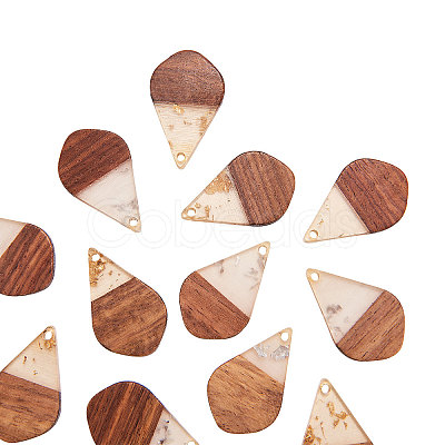 Transparent Resin & Walnut Wood Pendants RESI-CJ0001-51-1